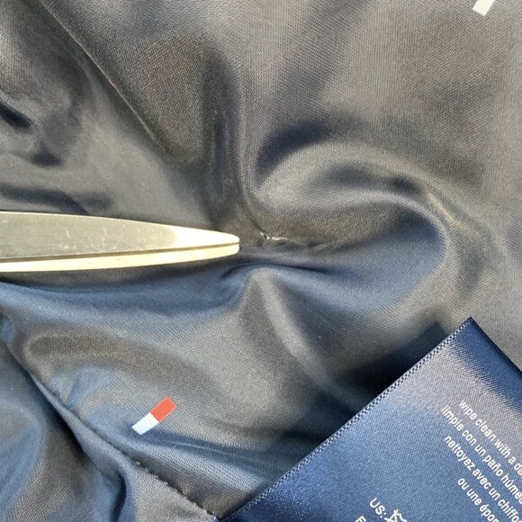 Tommy Hilfiger Navy Women's Sz L Faux Leather Jacket ‘Flaw” Read Desc - Picture 7 of 10